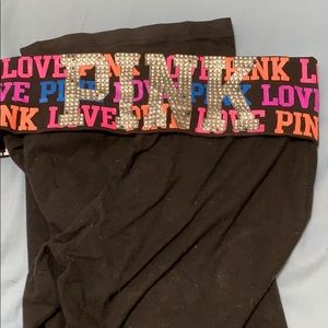 PINK yoga pants fold over band